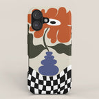 Bold retro flower with check  iPhone Case Gallery Image 1
