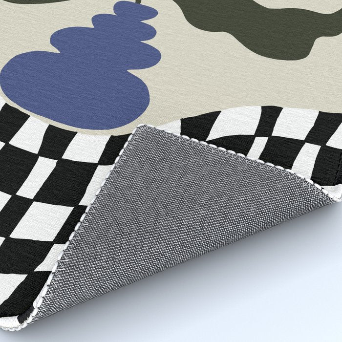 Bold retro flower with check  Rug Gallery Image 4