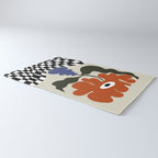 Bold retro flower with check  Rug Gallery Image 3