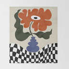Bold retro flower with check  Throw Blanket Gallery Image 2