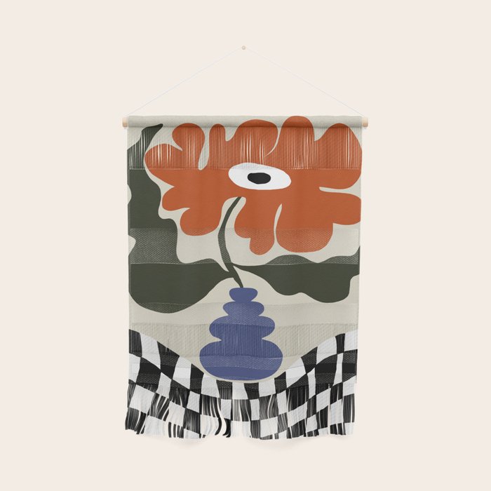 Bold retro flower with check  Wall Hanging Gallery Image 1