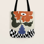 Bold retro flower with check  Tote Bag Gallery Image 1