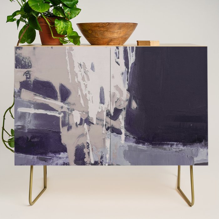 Moody Lilac Abstract  Purple and Beige Modern Painting Credenza Gallery Image 1