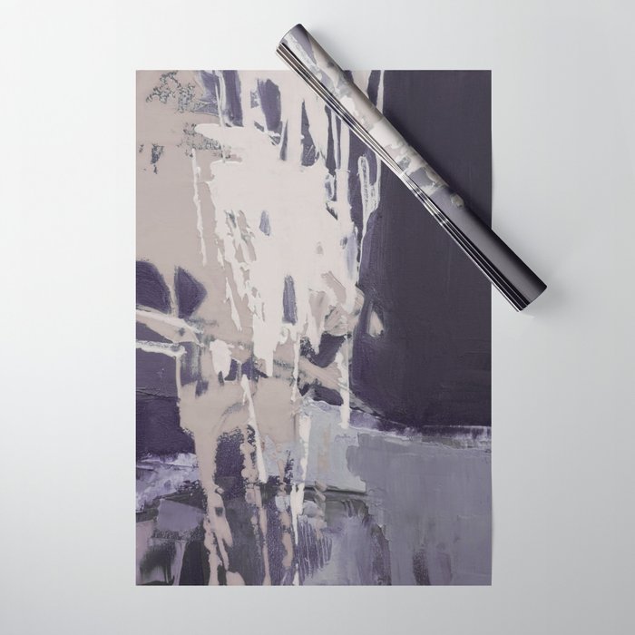 Moody Lilac Abstract  Purple and Beige Modern Painting Wrapping Paper Gallery Image 1