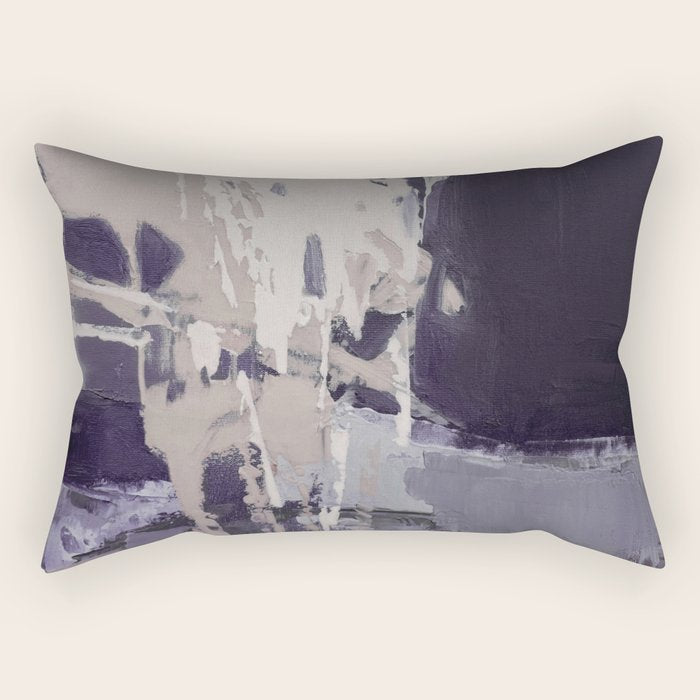 Moody Lilac Abstract  Purple and Beige Modern Painting Rectangular Pillow Gallery Image 1