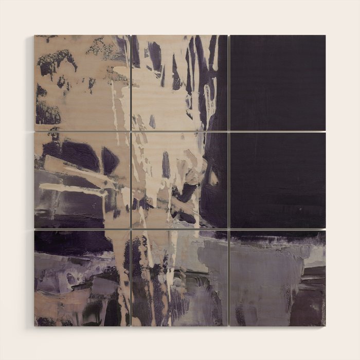 Moody Lilac Abstract  Purple and Beige Modern Painting Wood Wall Art Gallery Image 1