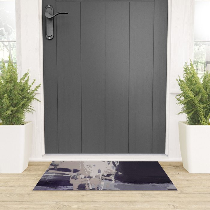 Moody Lilac Abstract  Purple and Beige Modern Painting Welcome Mat Gallery Image 3