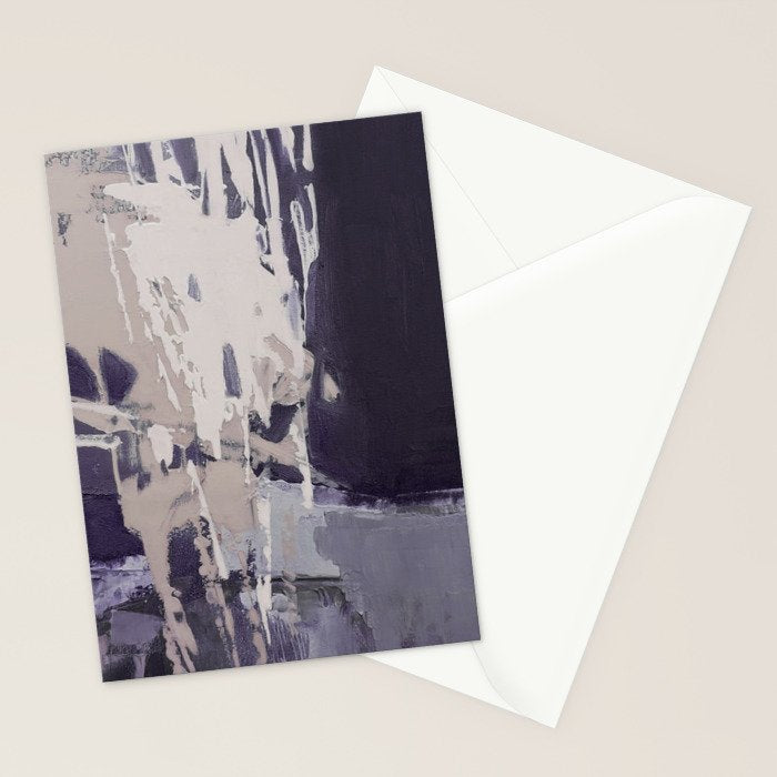 Moody Lilac Abstract  Purple and Beige Modern Painting Stationery Card Gallery Image 2