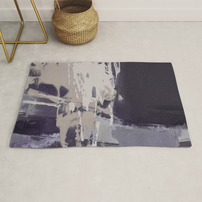 Moody Lilac Abstract  Purple and Beige Modern Painting Rug Gallery Image 1