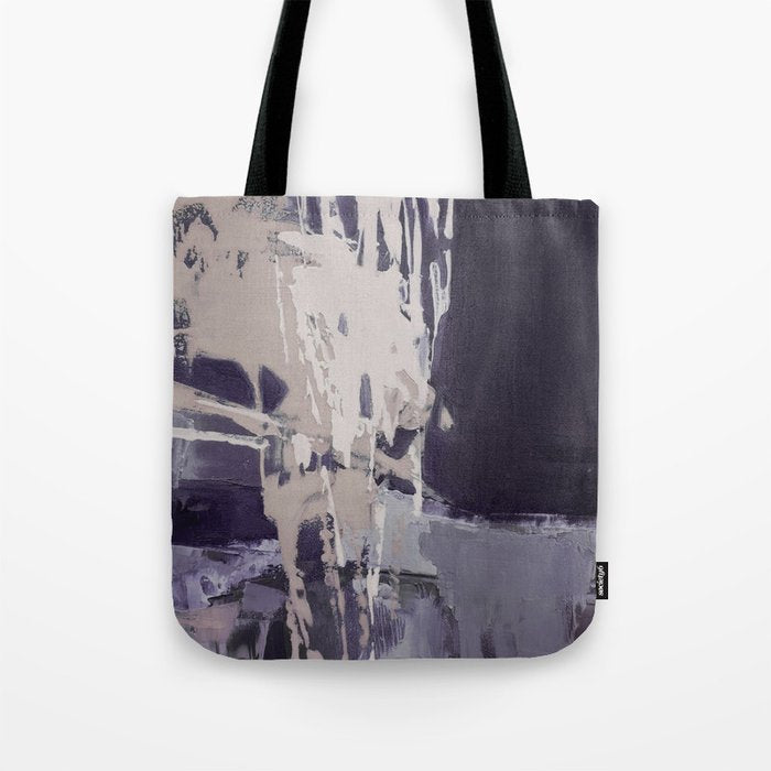 Moody Lilac Abstract  Purple and Beige Modern Painting Tote Bag Gallery Image 1