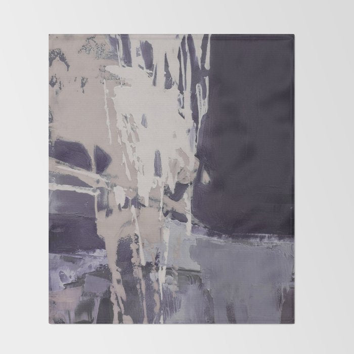 Moody Lilac Abstract  Purple and Beige Modern Painting Throw Blanket Gallery Image 2