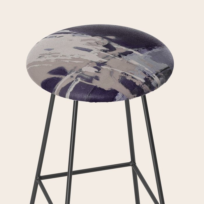 Moody Lilac Abstract  Purple and Beige Modern Painting Stool Gallery Image 2