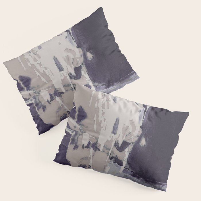 Moody Lilac Abstract  Purple and Beige Modern Painting Pillow Sham Gallery Image 3