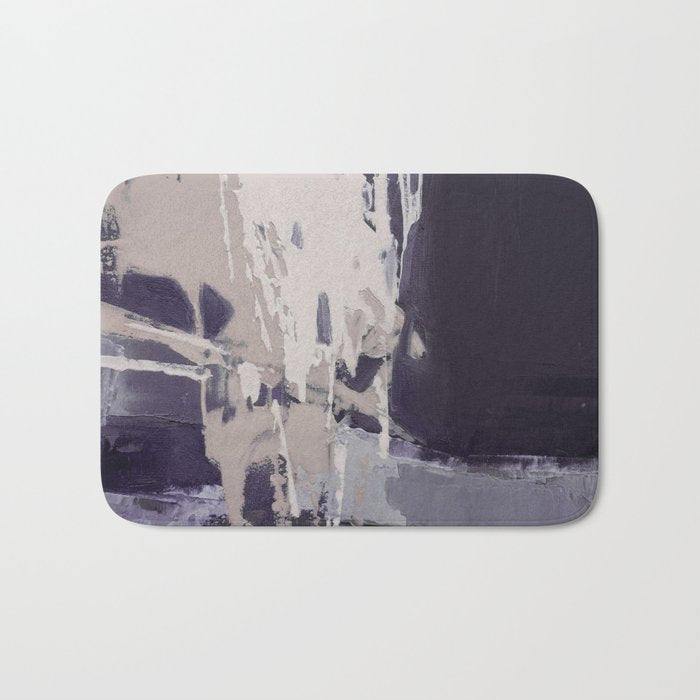 Moody Lilac Abstract  Purple and Beige Modern Painting Bath Mat Gallery Image 1