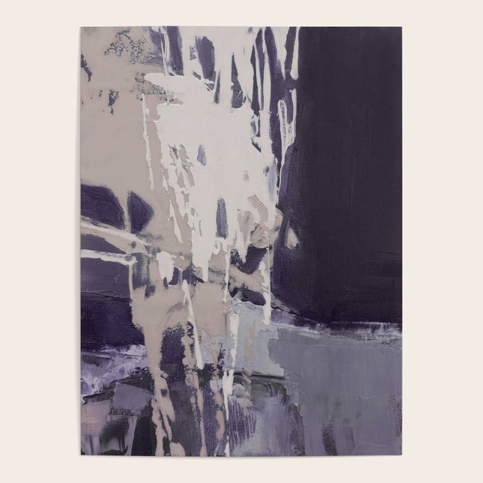 Moody Lilac Abstract  Purple and Beige Modern Painting Poster