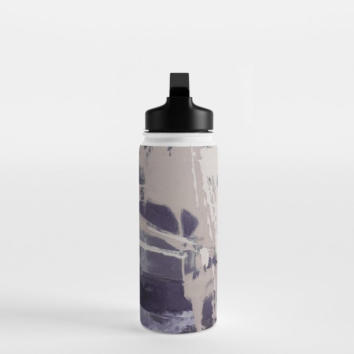 Moody Lilac Abstract  Purple and Beige Modern Painting Water Bottle Gallery Image 3
