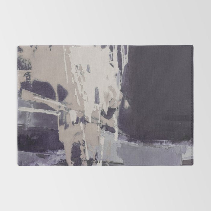 Moody Lilac Abstract  Purple and Beige Modern Painting Rug Gallery Image 2