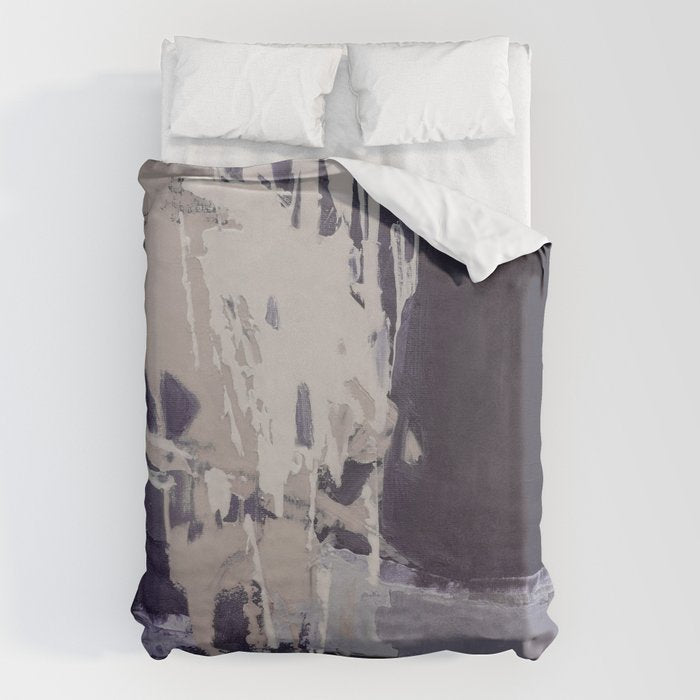 Moody Lilac Abstract  Purple and Beige Modern Painting Duvet Cover Gallery Image 1