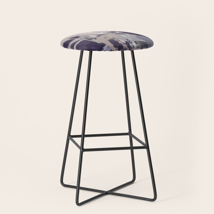 Moody Lilac Abstract  Purple and Beige Modern Painting Stool Gallery Image 1