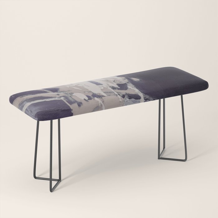 Moody Lilac Abstract  Purple and Beige Modern Painting Bench Gallery Image 1