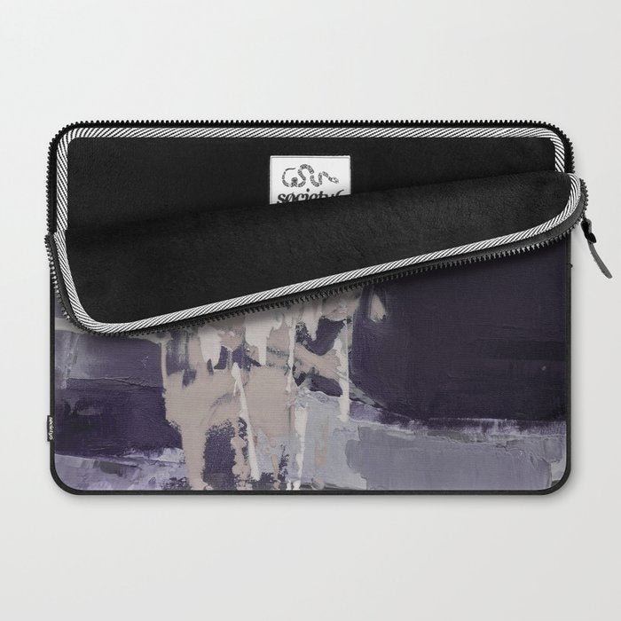 Moody Lilac Abstract  Purple and Beige Modern Painting Laptop Sleeve Gallery Image 2