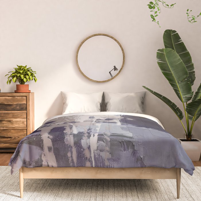 Moody Lilac Abstract  Purple and Beige Modern Painting Comforter Gallery Image 3