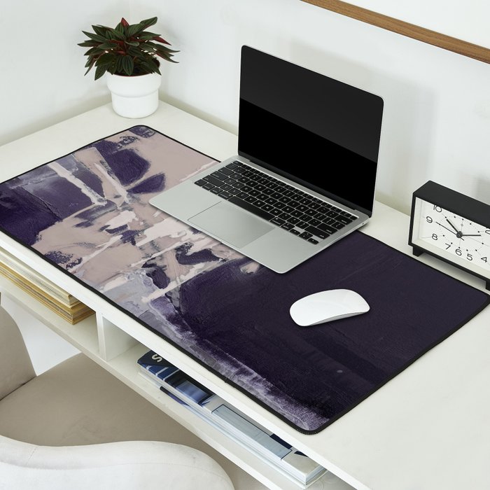 Moody Lilac Abstract  Purple and Beige Modern Painting Desk Mat Gallery Image 2