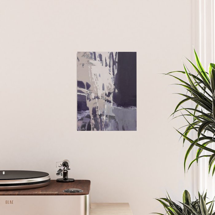 Moody Lilac Abstract  Purple and Beige Modern Painting Poster Gallery Image 2