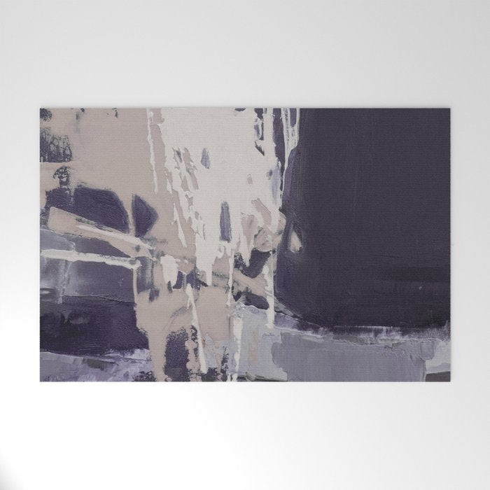 Moody Lilac Abstract  Purple and Beige Modern Painting Welcome Mat Gallery Image 1