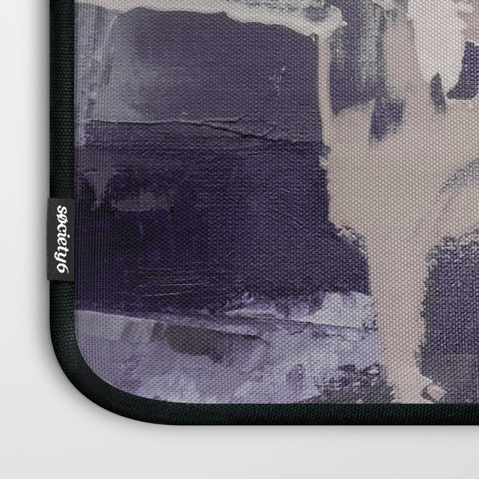 Moody Lilac Abstract  Purple and Beige Modern Painting Laptop Sleeve Gallery Image 3