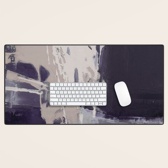 Moody Lilac Abstract  Purple and Beige Modern Painting Desk Mat Gallery Image 1