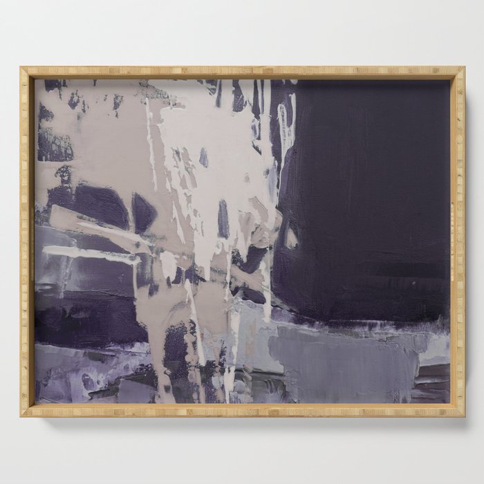 Moody Lilac Abstract  Purple and Beige Modern Painting Serving Tray Gallery Image 1