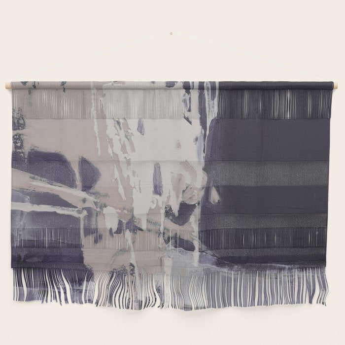 Moody Lilac Abstract  Purple and Beige Modern Painting Wall Hanging Gallery Image 1