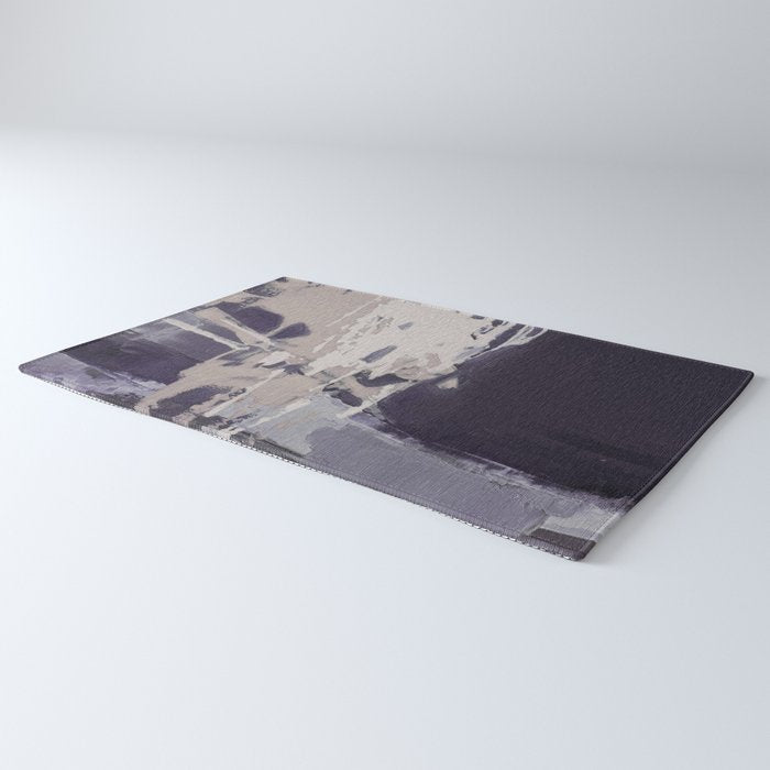Moody Lilac Abstract  Purple and Beige Modern Painting Rug Gallery Image 3