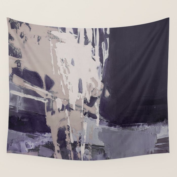 Moody Lilac Abstract  Purple and Beige Modern Painting Wall Tapestry Gallery Image 1
