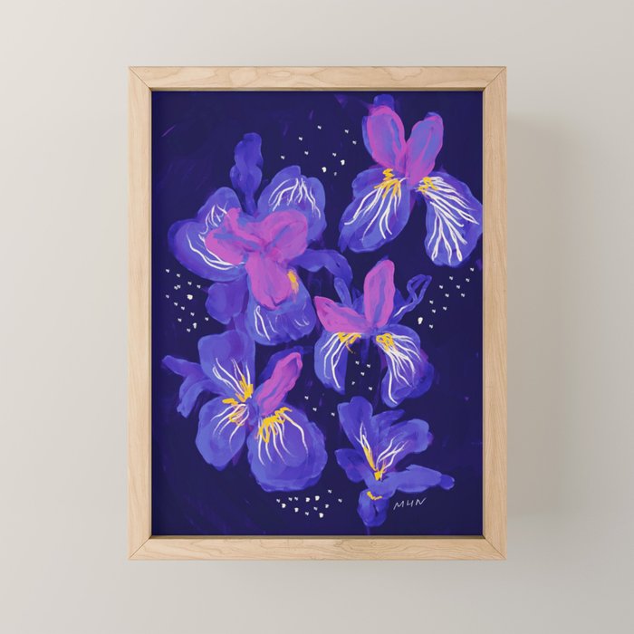 Under The Neon Floral Mini Art Print Gallery Image 1