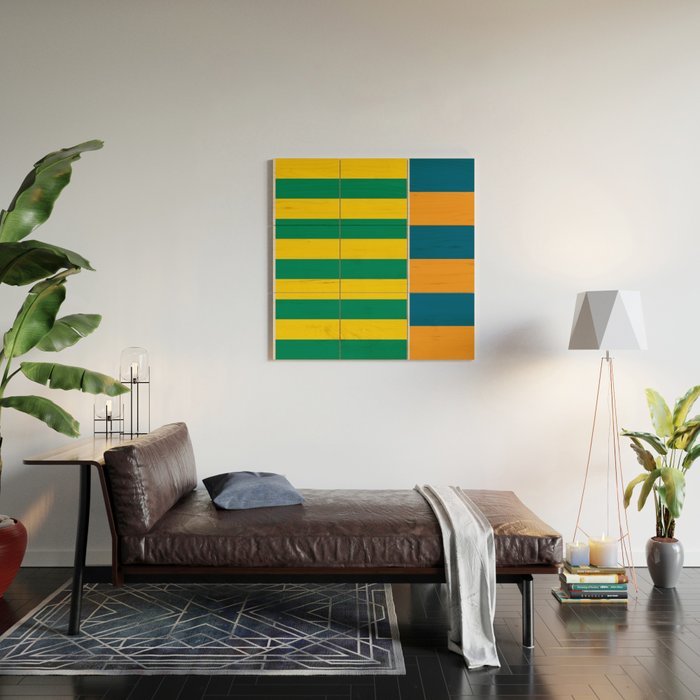 1970s Retro Stripes Wood Wall Art Gallery Image 2