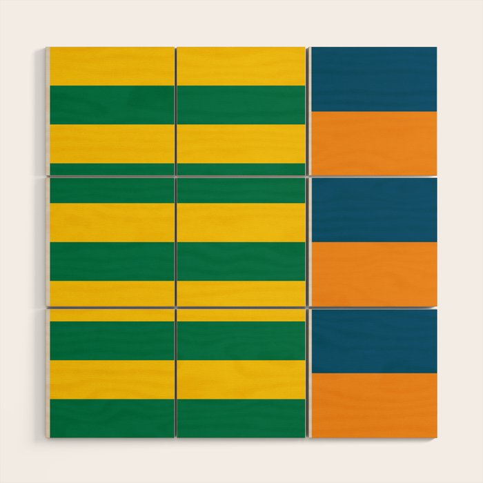 1970s Retro Stripes Wood Wall Art Gallery Image 1
