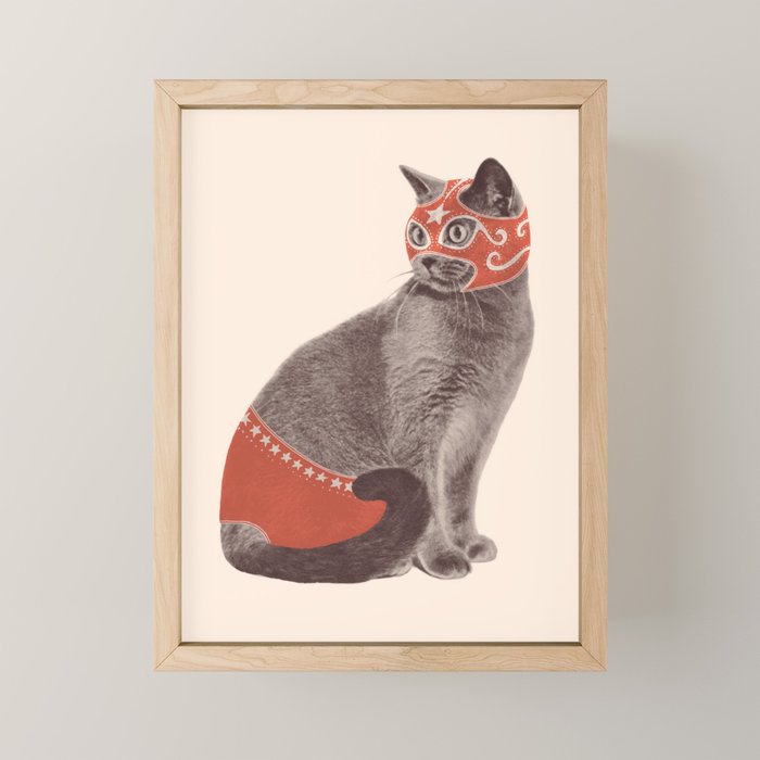 Cat Wrestler Mini Art Print Gallery Image 1
