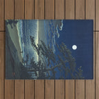 Kawase Hasui, Moonlight Over Ninomiya Beach - Vintage Japanese Woodblock Print Art Outdoor Rug Gallery Image 1