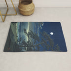 Kawase Hasui, Moonlight Over Ninomiya Beach - Vintage Japanese Woodblock Print Art Rug Gallery Image 1