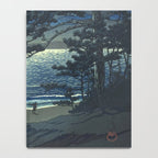 Kawase Hasui, Moonlight Over Ninomiya Beach - Vintage Japanese Woodblock Print Art Notebook Gallery Image 4
