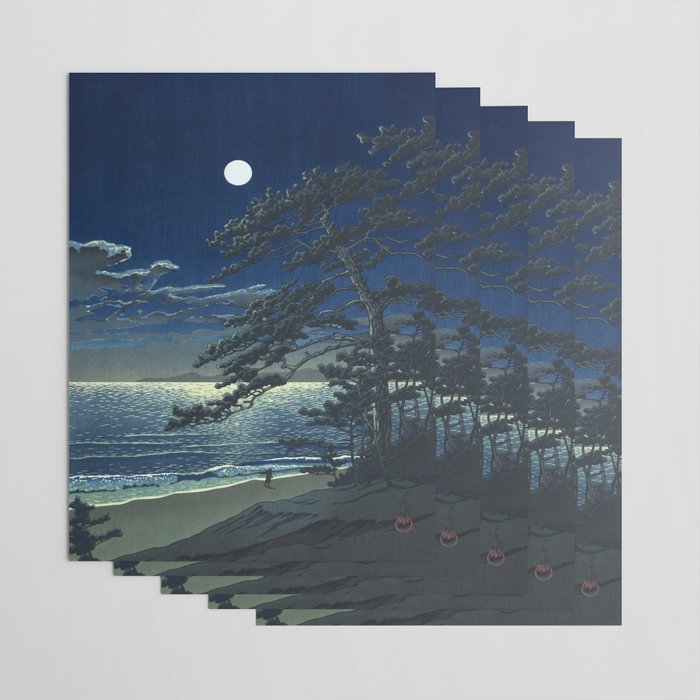 Kawase Hasui, Moonlight Over Ninomiya Beach - Vintage Japanese Woodblock Print Art Wrapping Paper Gallery Image 3