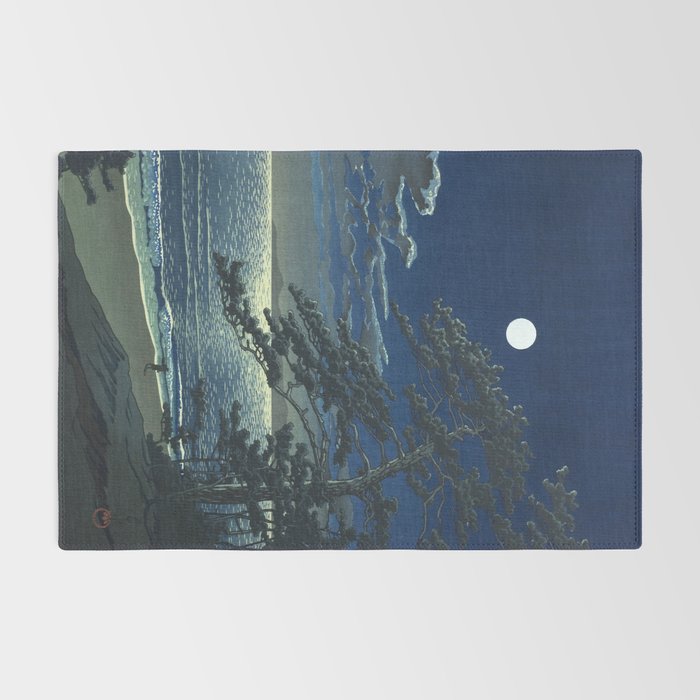 Kawase Hasui, Moonlight Over Ninomiya Beach - Vintage Japanese Woodblock Print Art Rug Gallery Image 2