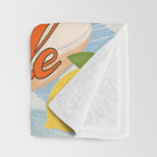 Eclectic Boho Summer Poster ,Good Vibes, Citrus, Sea Life Throw Blanket Gallery Image 3