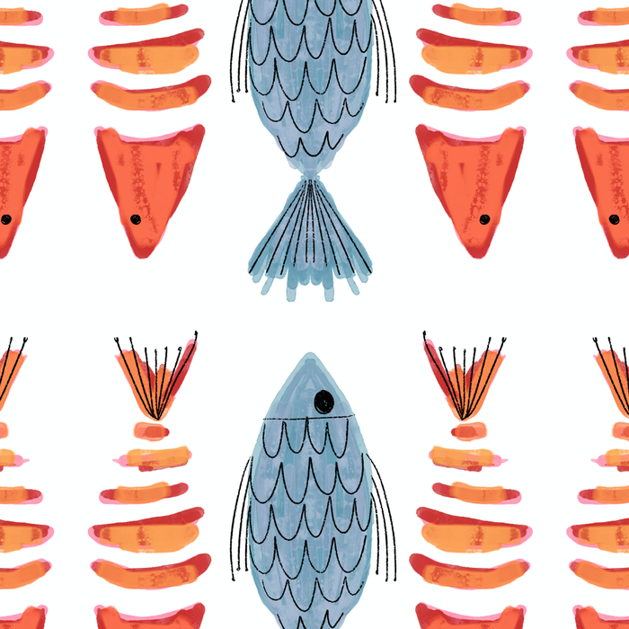 Silver Blue Orange Red Nautical Watercolor Fish Coastal Mediterranean Beach House Coffee Mug Gallery Image 2