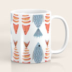 Silver Blue Orange Red Nautical Watercolor Fish Coastal Mediterranean Beach House Coffee Mug Gallery Image 1