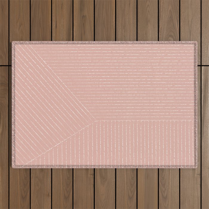 Lines (Blush Pink) Outdoor Rug Gallery Image 1