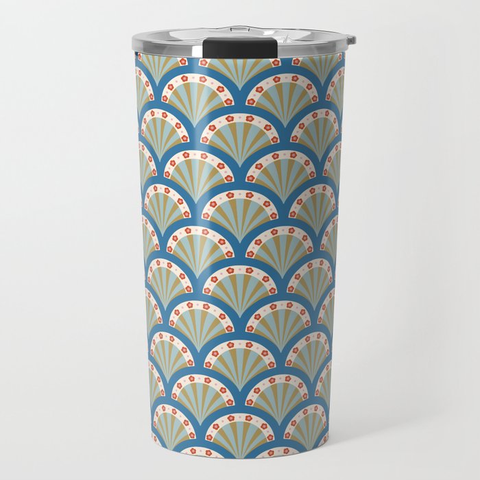 Asian Fan Pattern Travel Mug Gallery Image 1