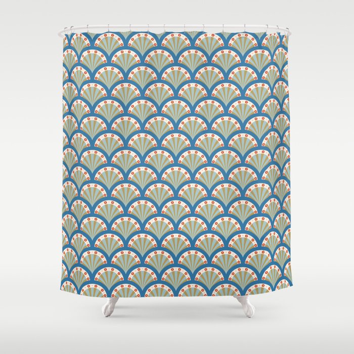 Asian Fan Pattern Shower Curtain Gallery Image 1